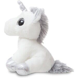 8 Inch Sparkle Tales Silver Unicorn Plush Stuffed Animal by Aurora